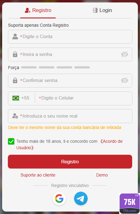 Experiência de Jogos 75k.com